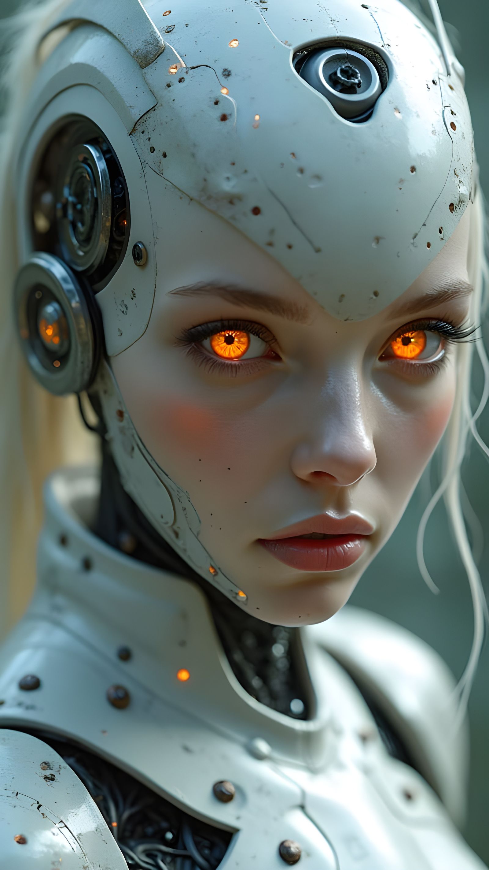 Cybernetic Woman Portrait with Tilt Shift Effect
