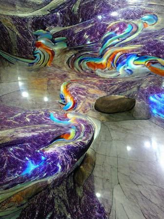 Psychedelic Waterfall in Modern Interior