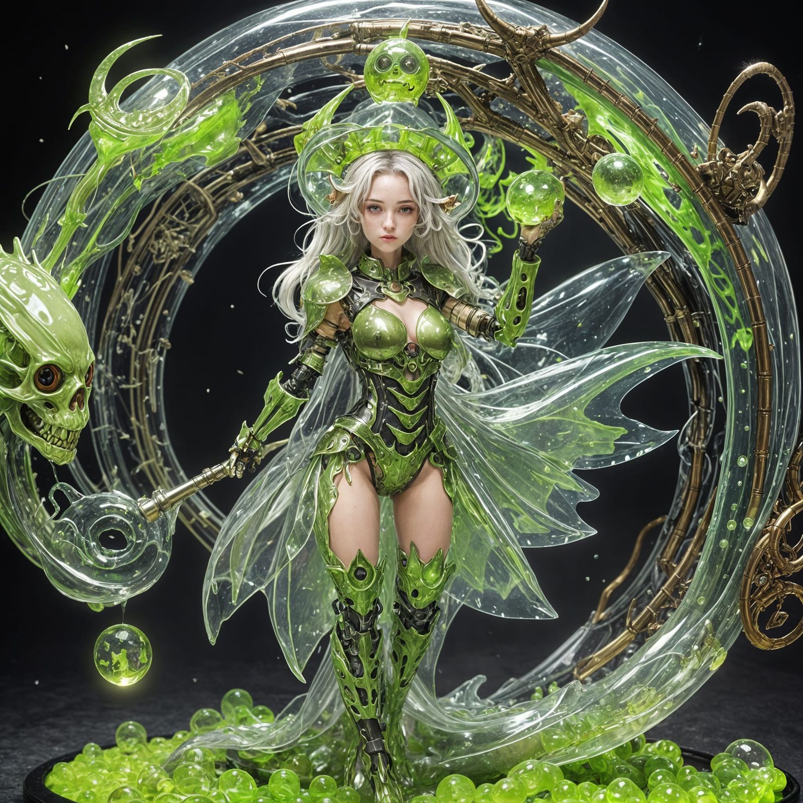 Dragon-Robot Chimera Girl with Slime Body