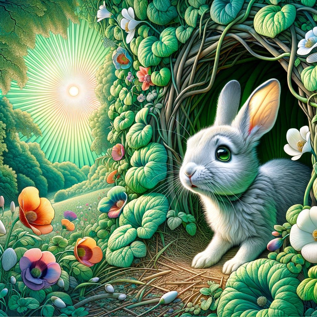 Timid Bunny in Enchanting Woodland Children's Book Illustrat...