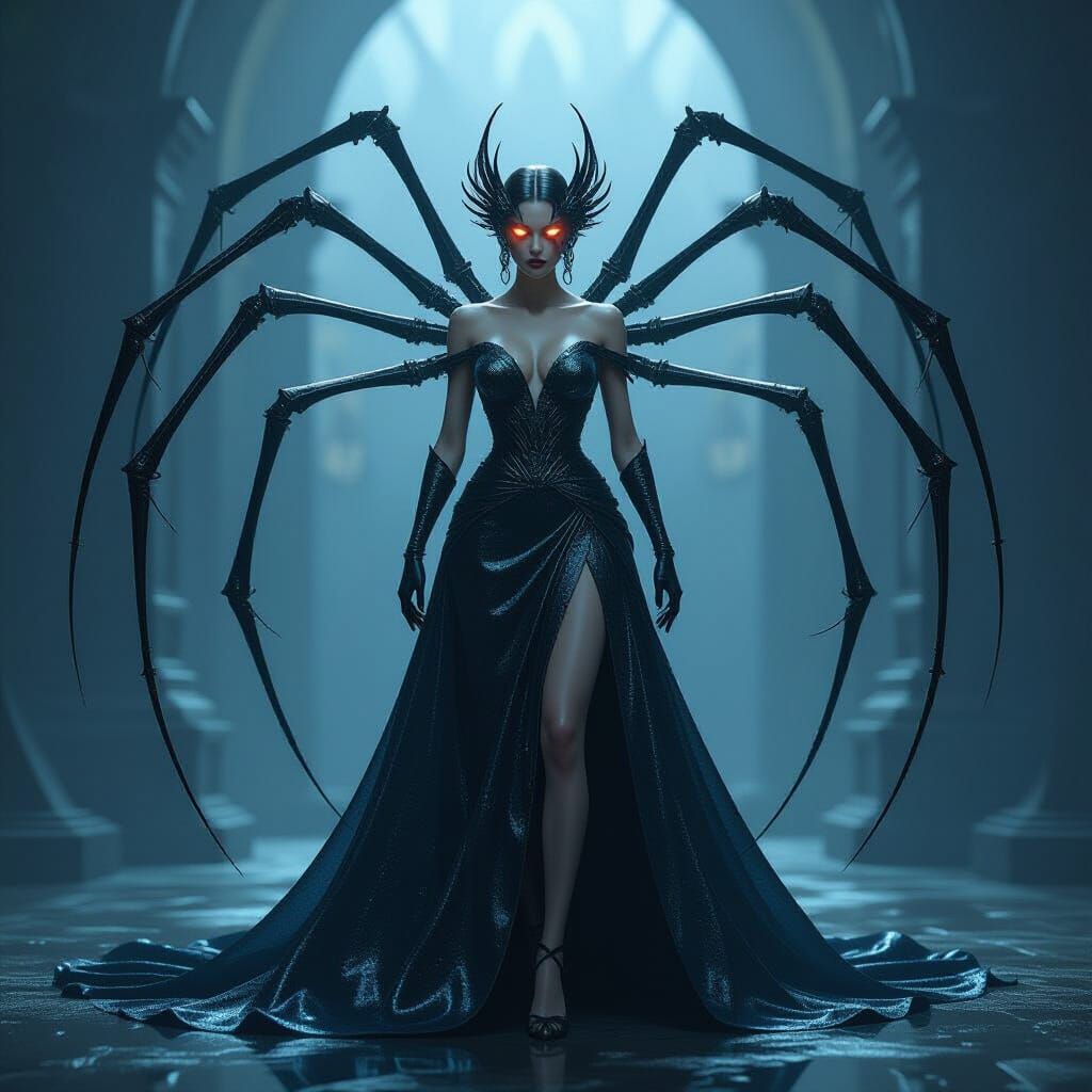 Elegant Spider Woman in Dark Fantasy Style