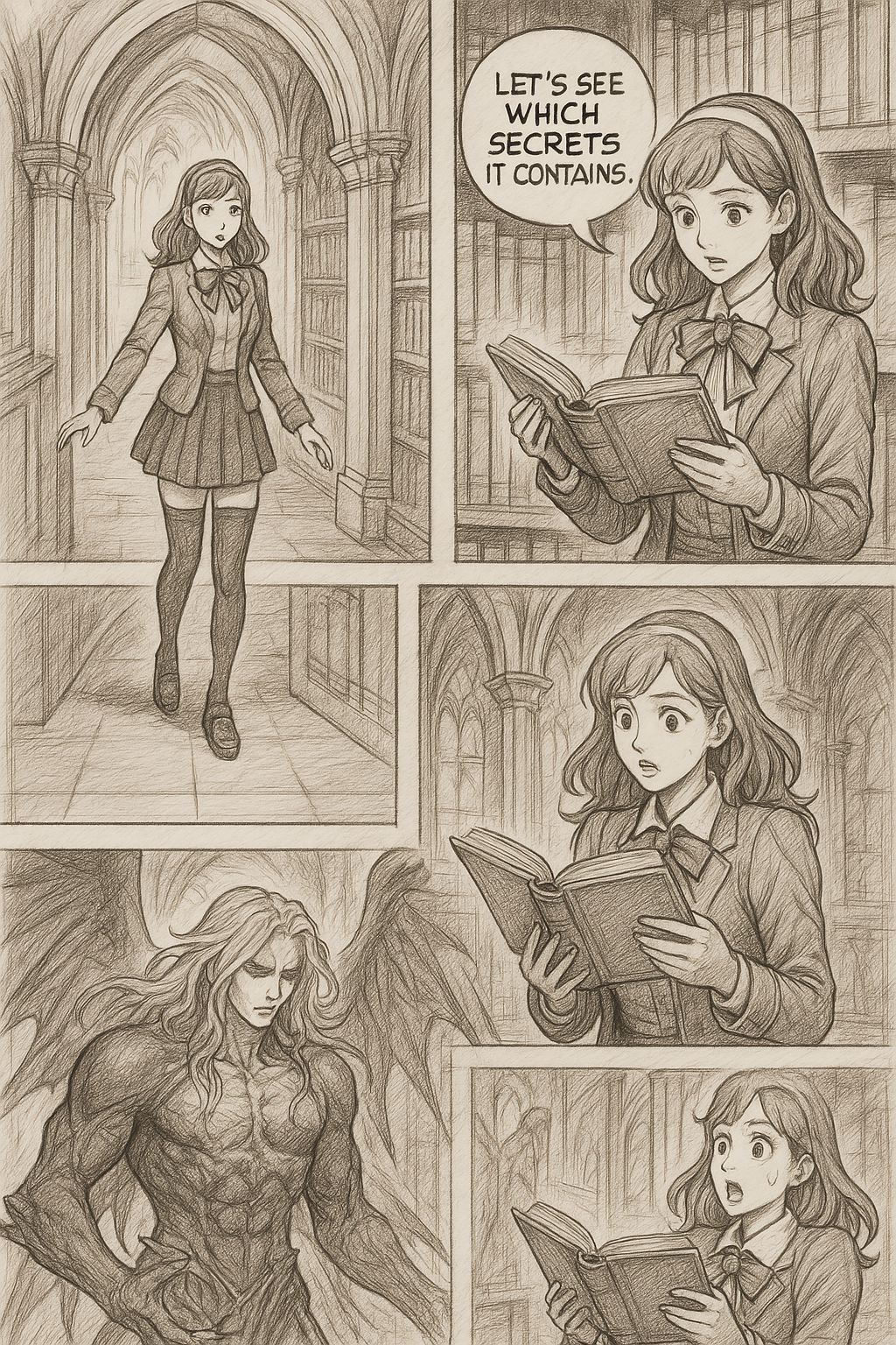 Gothic Arcane Sorcery Comics Page with Exaggerated Style