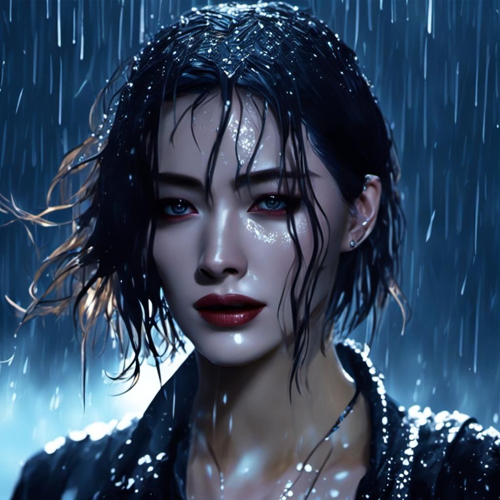 Sad Woman's Eye in Starry Alien Space