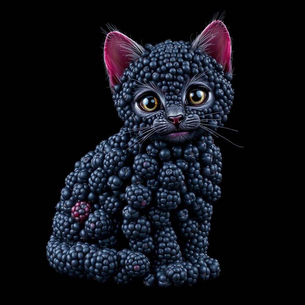 Furry Blackberry Mosaic Kitten