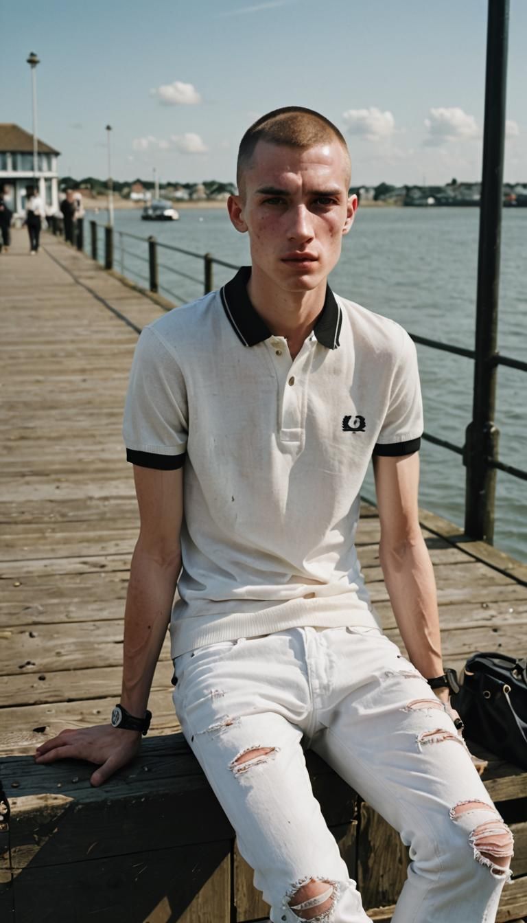 Vintage Portrait of a Skinhead on Hastings Pier
