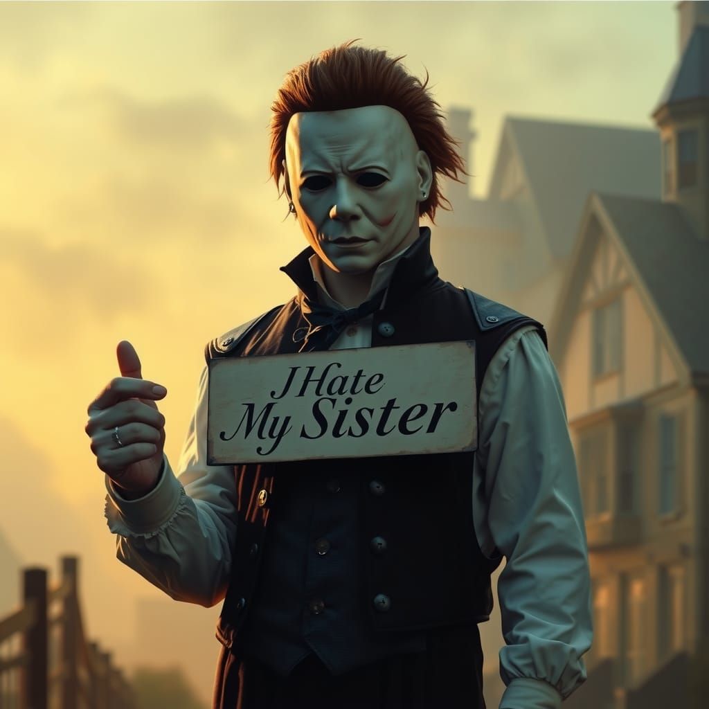 Michael Myers Expresses Sibling Dislike in Kinkade Style