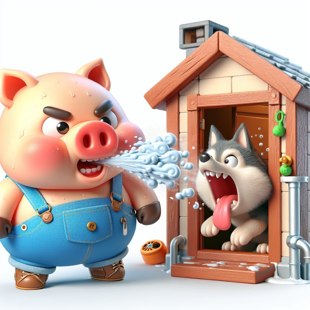 Chibi Pig's Fierce Blowout: 3D Render