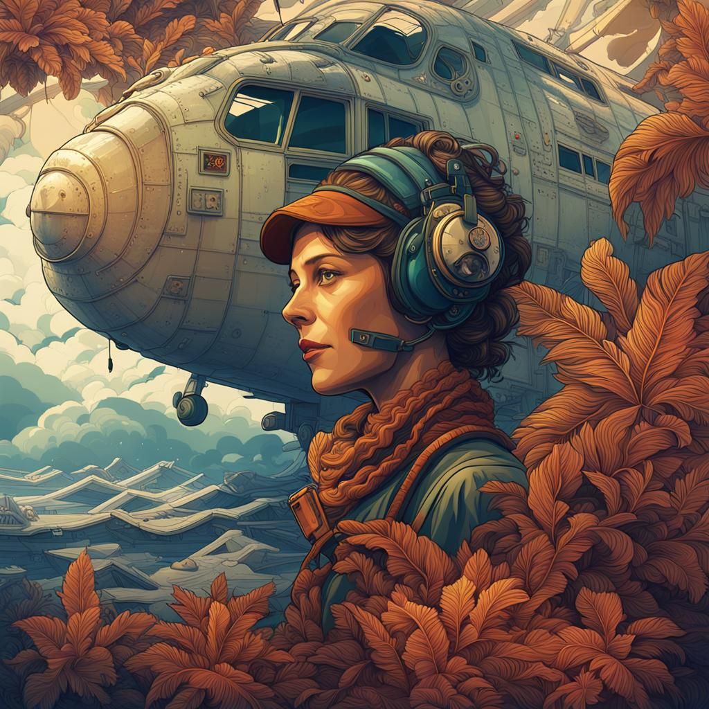 Amelia Earhart and Ghostly Plane: Matte Painting