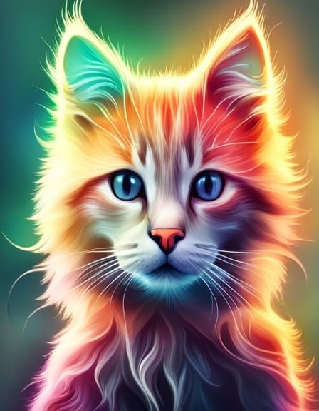 An adorable kitten made entirely of smoke