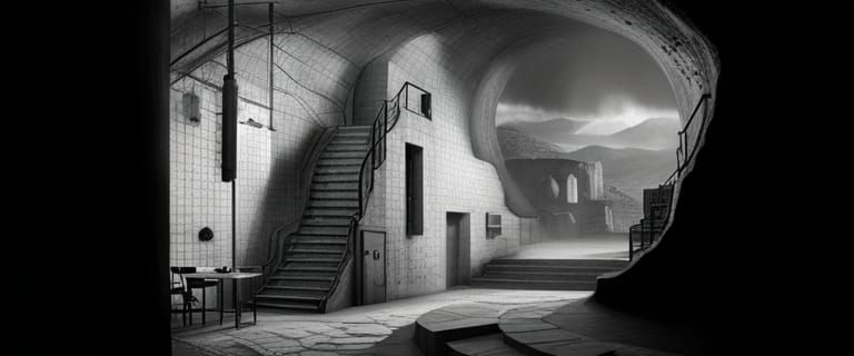 German Underground Base: Monochromatic Matte Painting