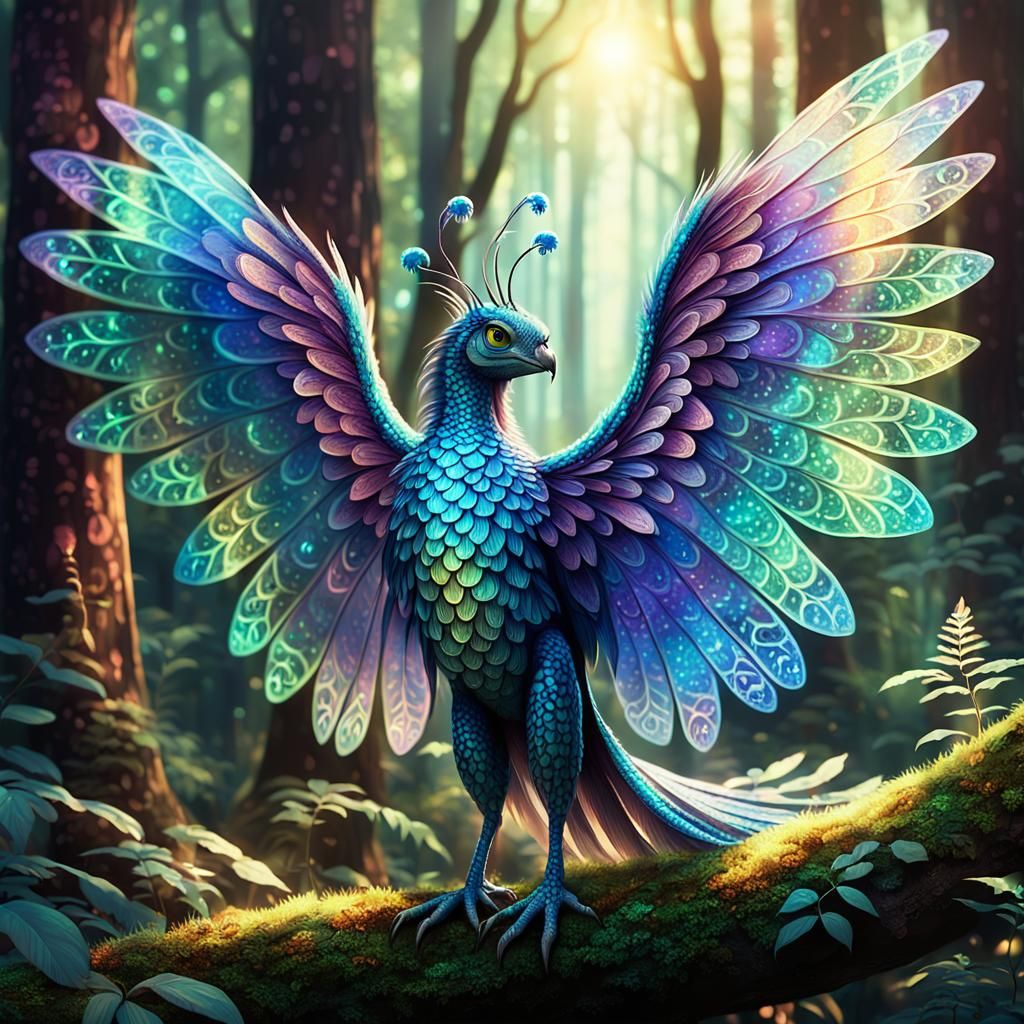 Fantasy Creature in Whimsical Forest: Digital Art