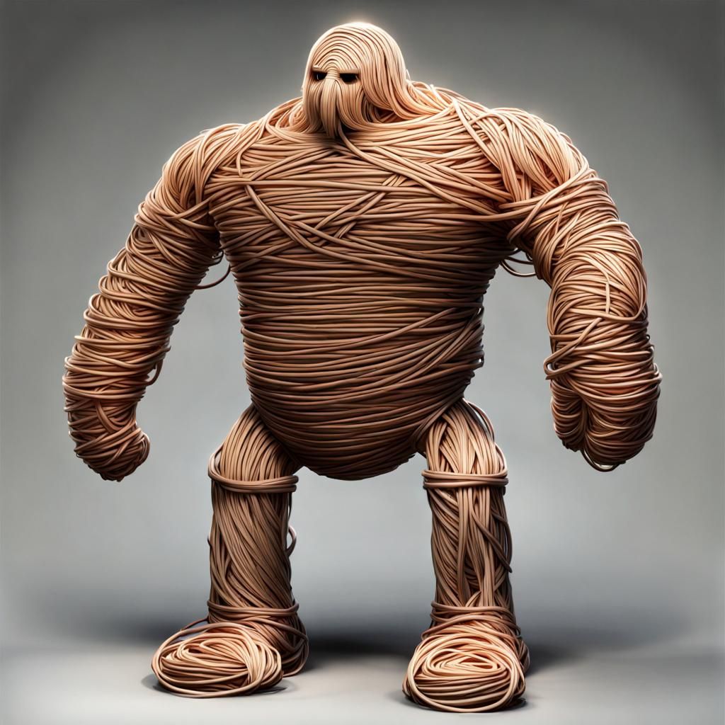 Unique Rubber Band Golem Sculpture