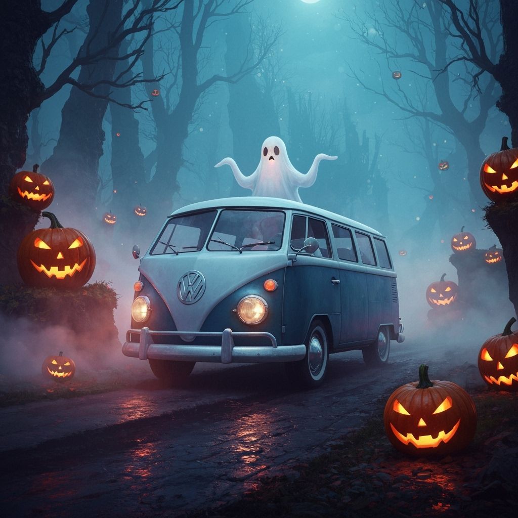 Ghostly VW Combi Drives Through Enchanted Halloween Night