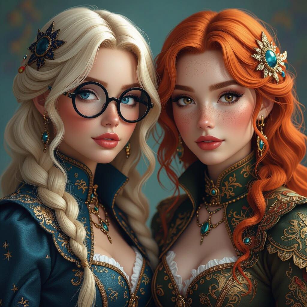 Friends in Fantasy Outfits: Detailed Matte Painting