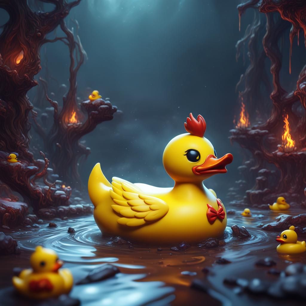 Chibi Demonic Rubber Ducky: Detailed Matte Painting