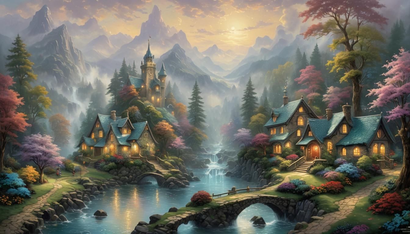 Ethereal Fantasy Landscape in Mist