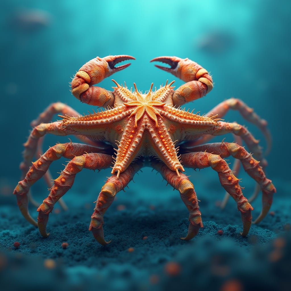 Intricate Crab-Starfish Creature in Fantasy Ocean Art