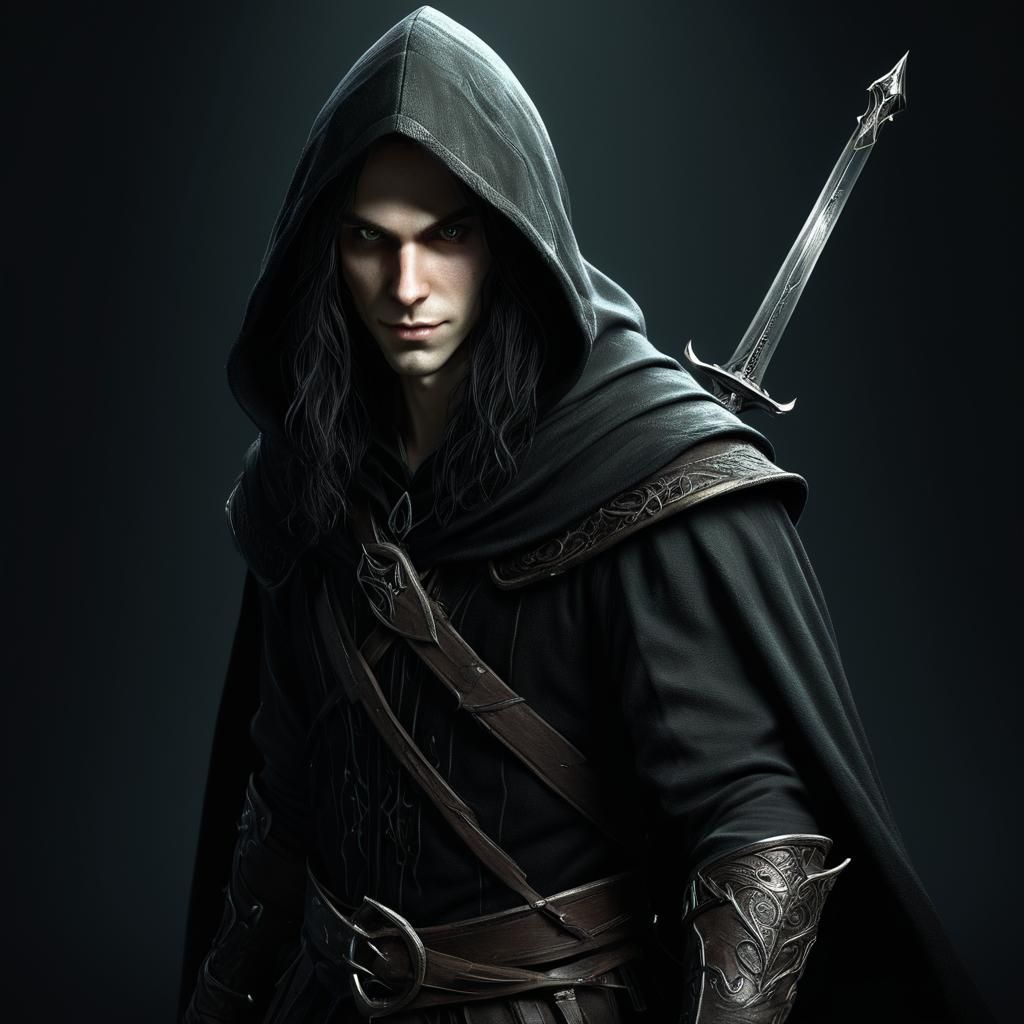 Young Elf Thief with Impish Grin, Cel-Shaded Style