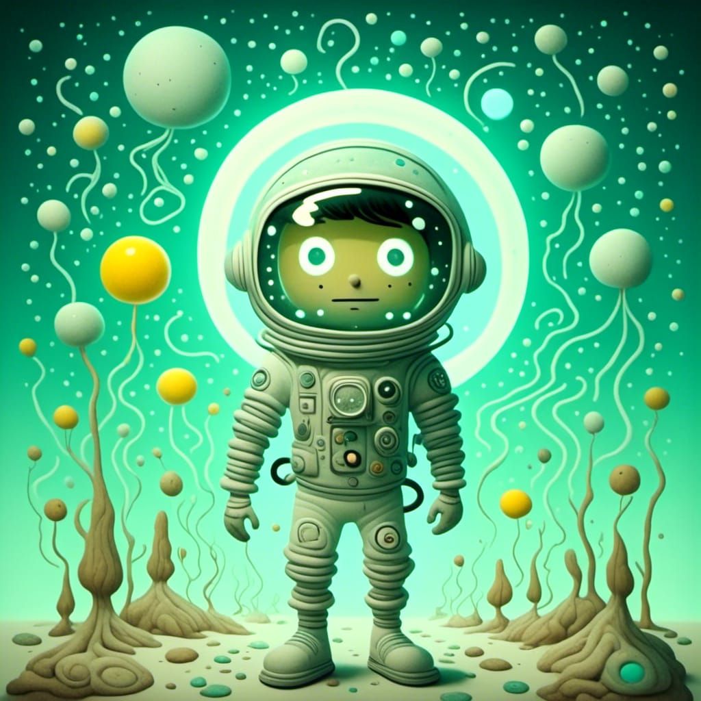 Futuristic Astronaut in Alien Landscape