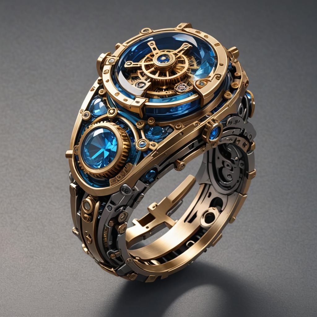 Sky Sapphire steampunk ring