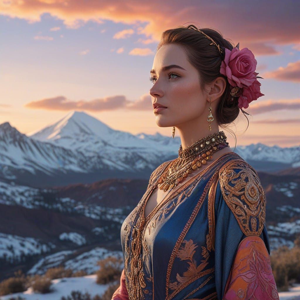 Hyperrealistic Portrait in Breathtaking Nature Scene