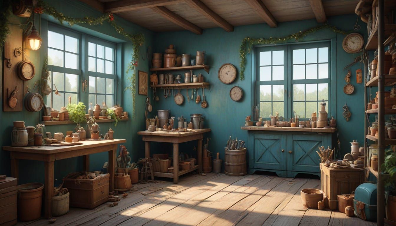 Christmas Elves in a Whimsical Workshop, Pixar-Style 3D Digi...