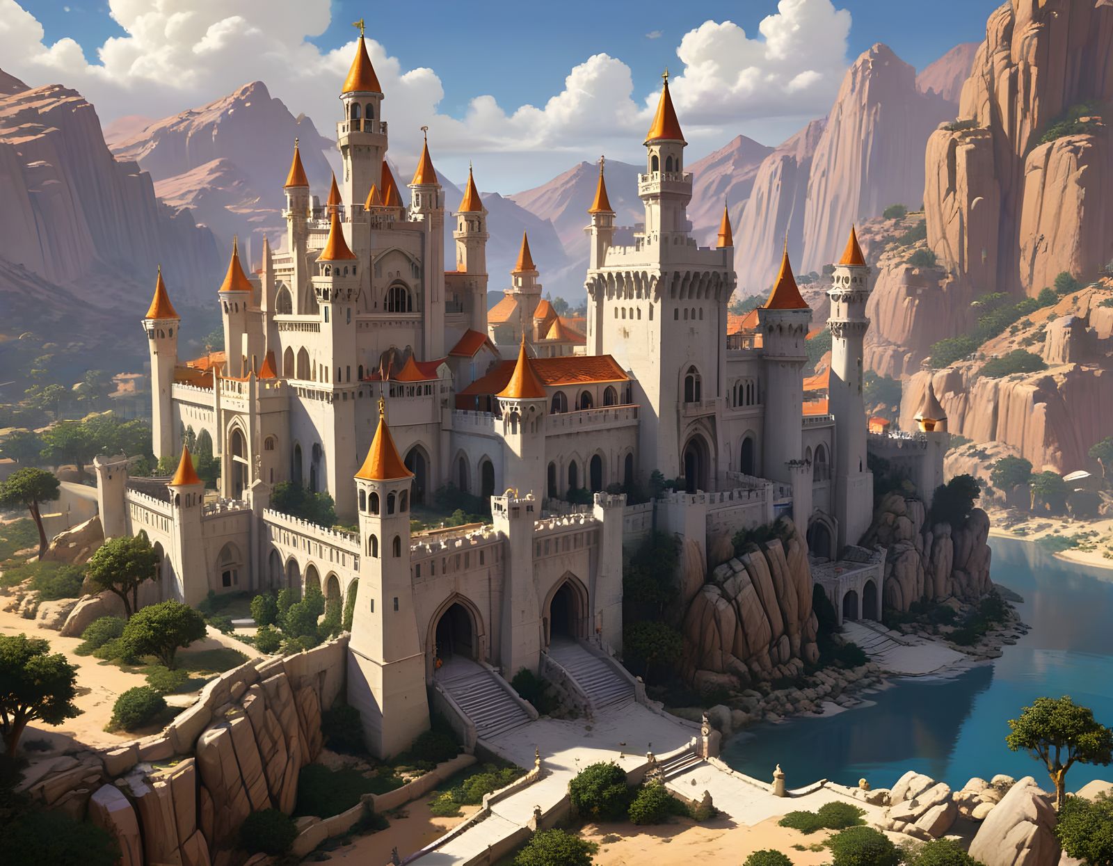 Majestic Moorish Castle in the Desert Oasis