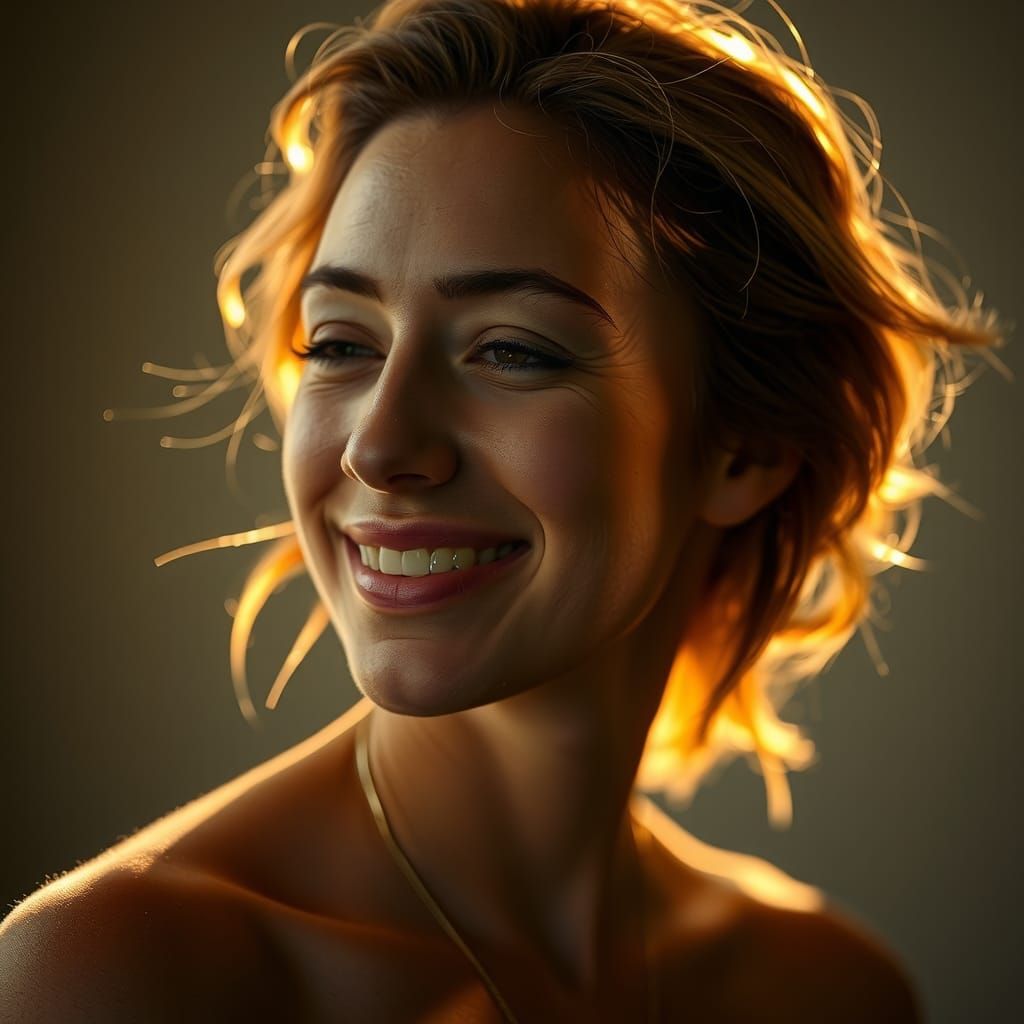 Radiant Portrait of Young Woman in Golden Light