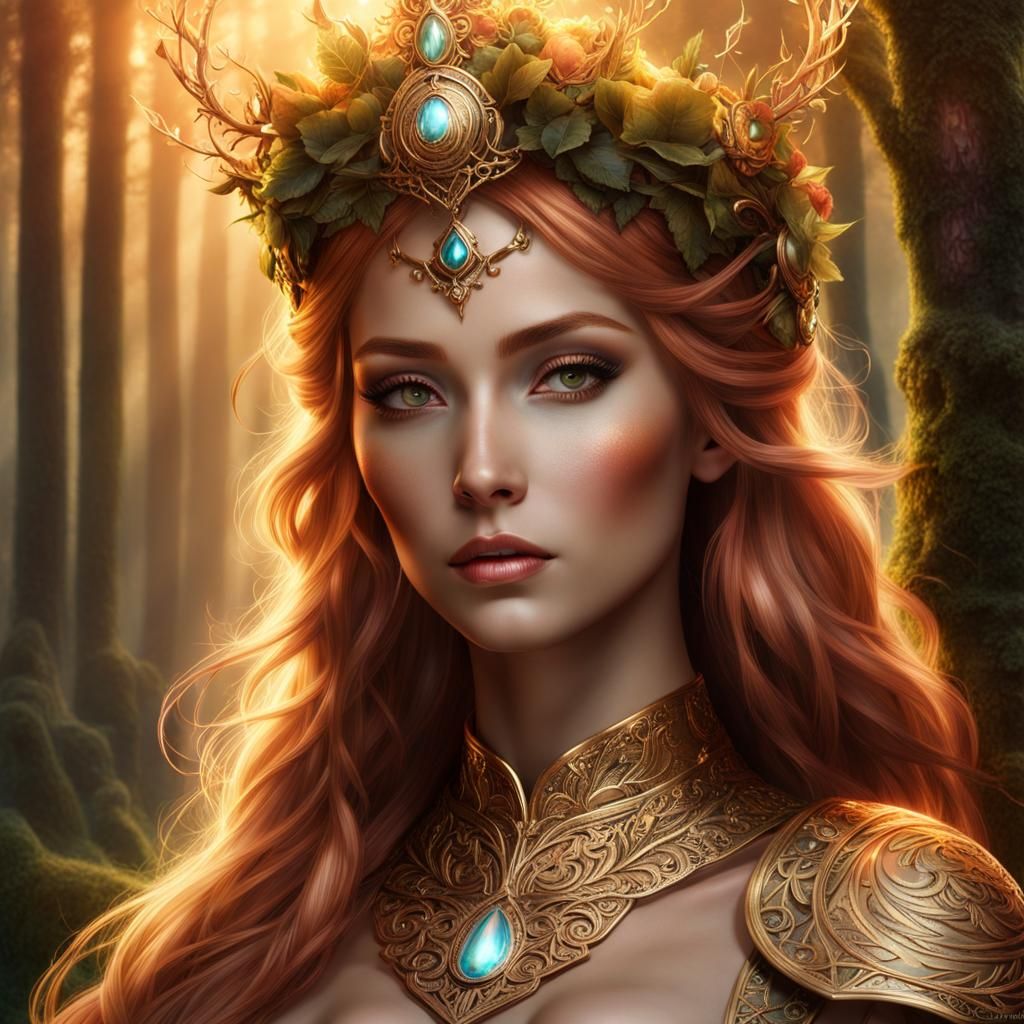 Ethereal Druid Goddess in Fantasy Art Style