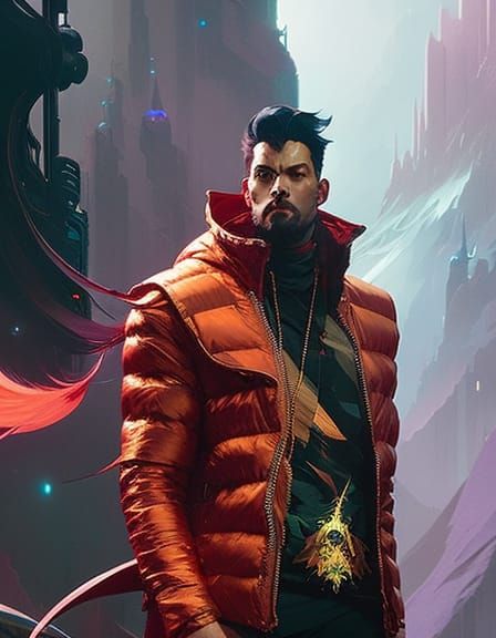 God in Red Hoodie, Cosmic Energy Digital Art