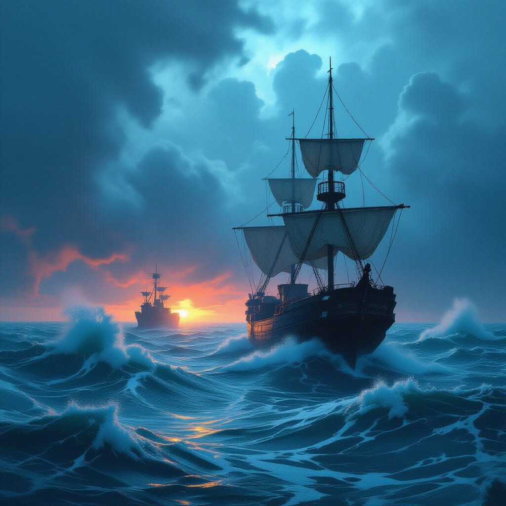 Bermuda Triangle Storm with Abandoned Ship