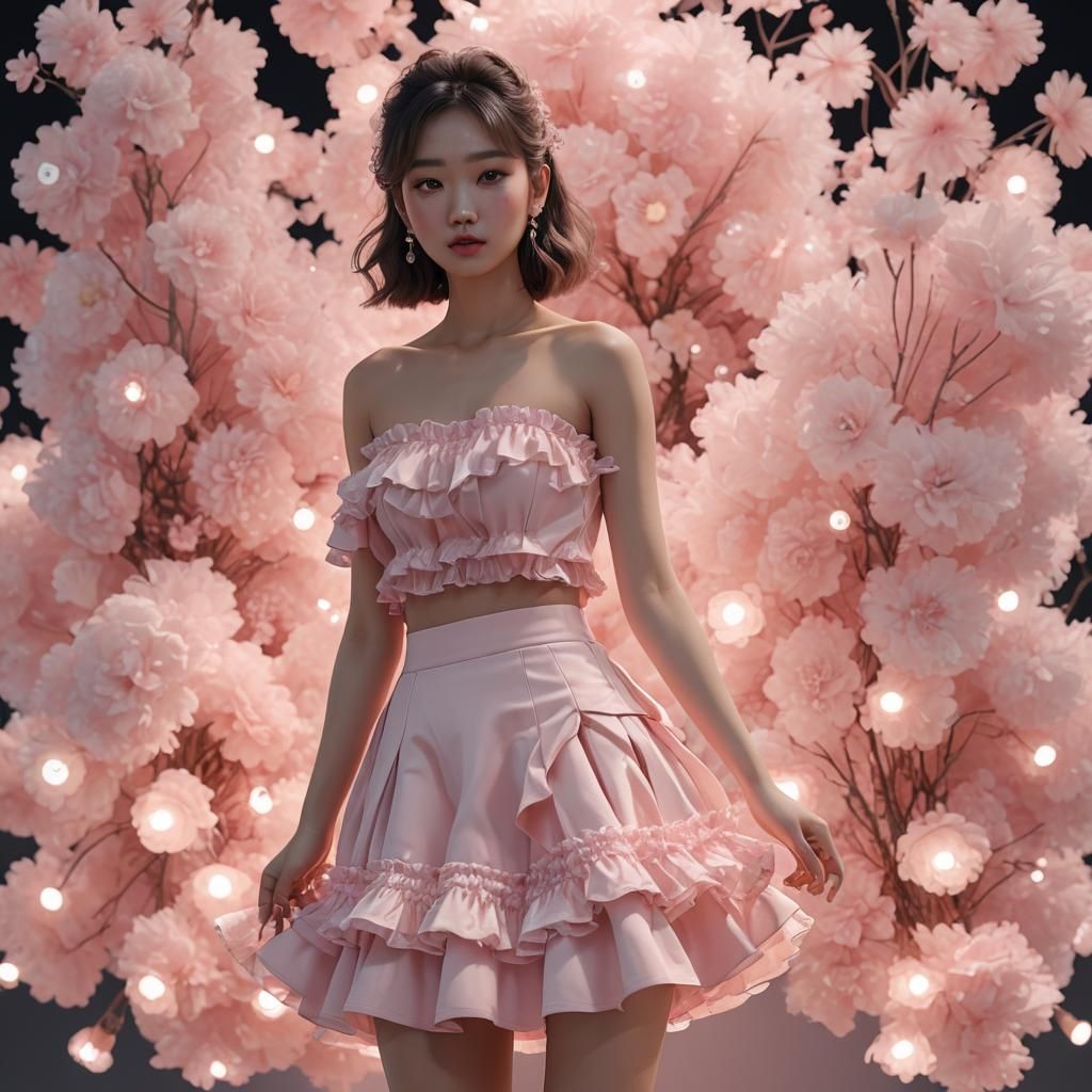 Korean Girl in Pink: Ultra HD Realistic Portrait