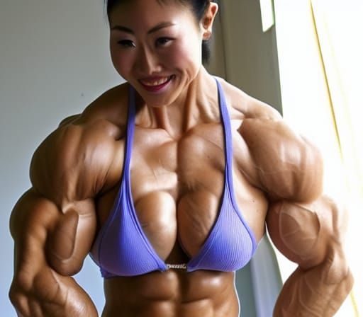 Muscular Japanese Female Bodybuilder with Ripped Physique