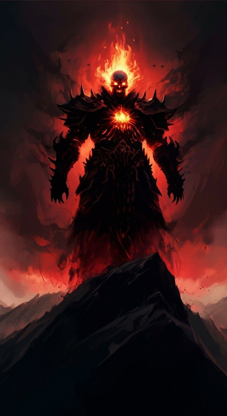 Ominous War God in Dark Fantasy Style