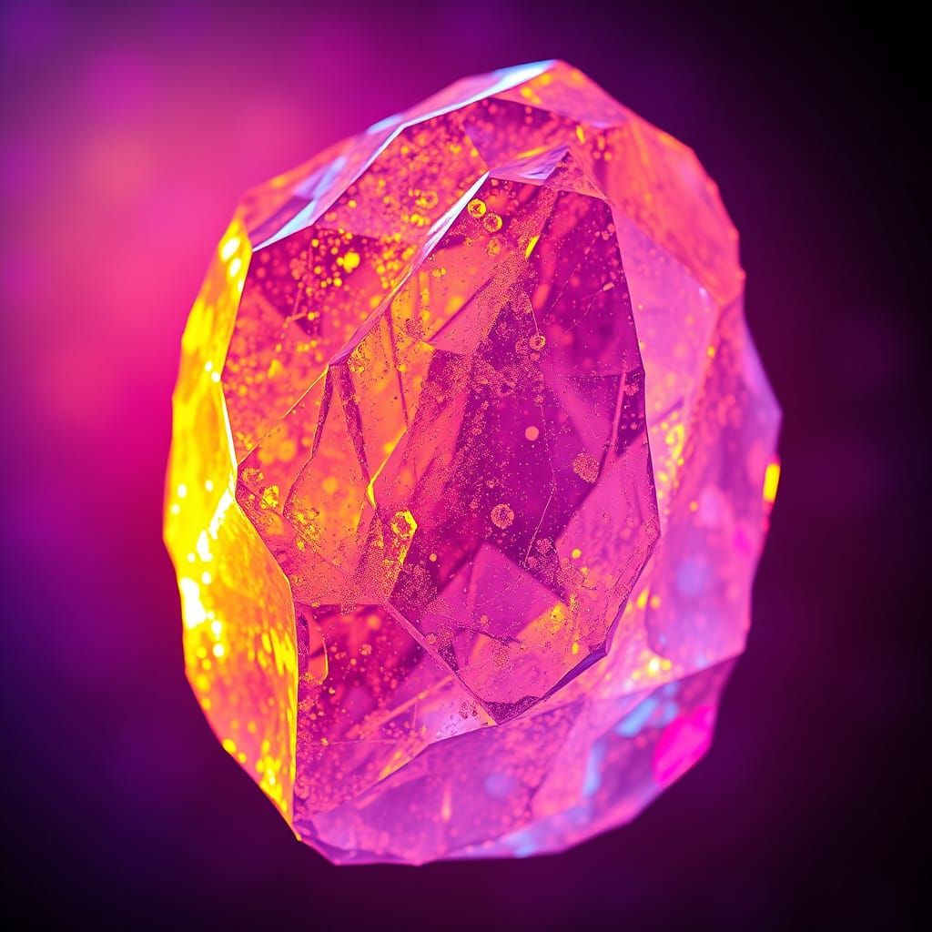 Glowing Crystal with Delicate Facets and Sparkling Imperfect...