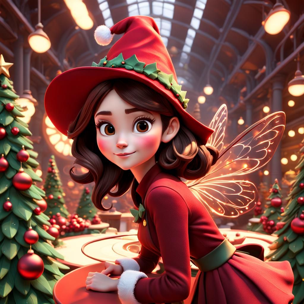 Christmas Fairy in Chocolate Factory, 3D Digital Art