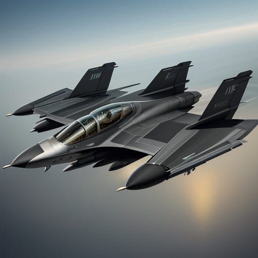 Futuristic Jet Supercar Hybrid in Metallic Silver