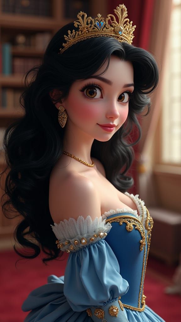 Italian Princess in Elegant Bedroom with Fantasy Accents