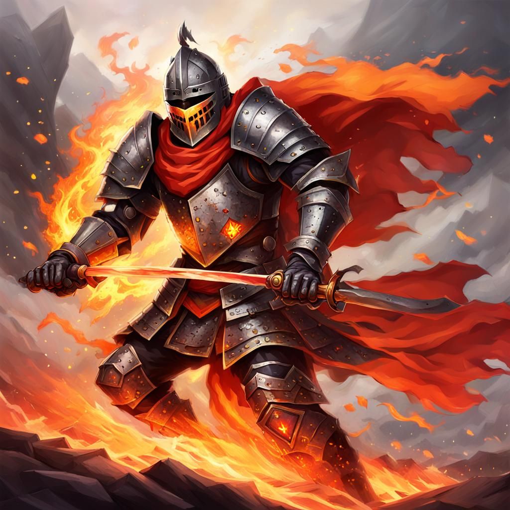 Fiery Knight in Blazing Armor