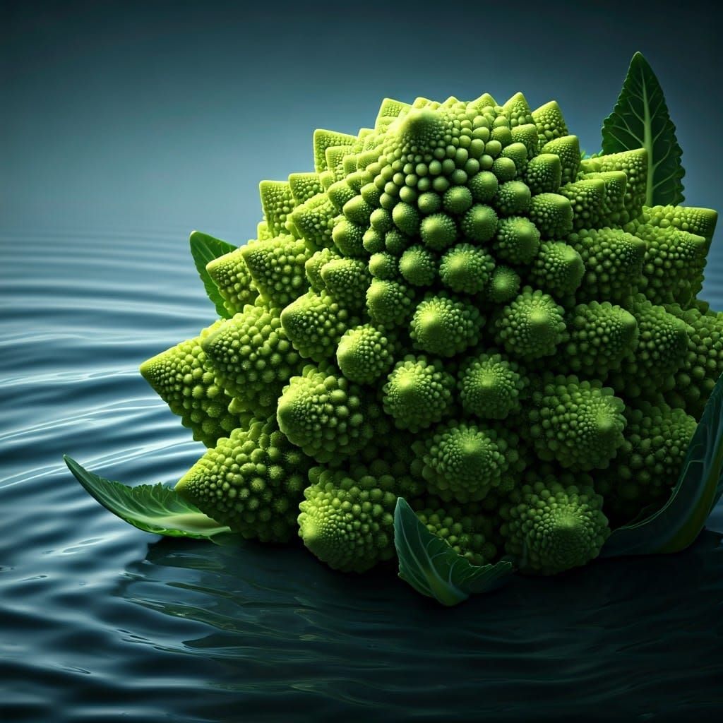 Ethereal Romanesco Radiates Mystique in Infinite Spirals and...