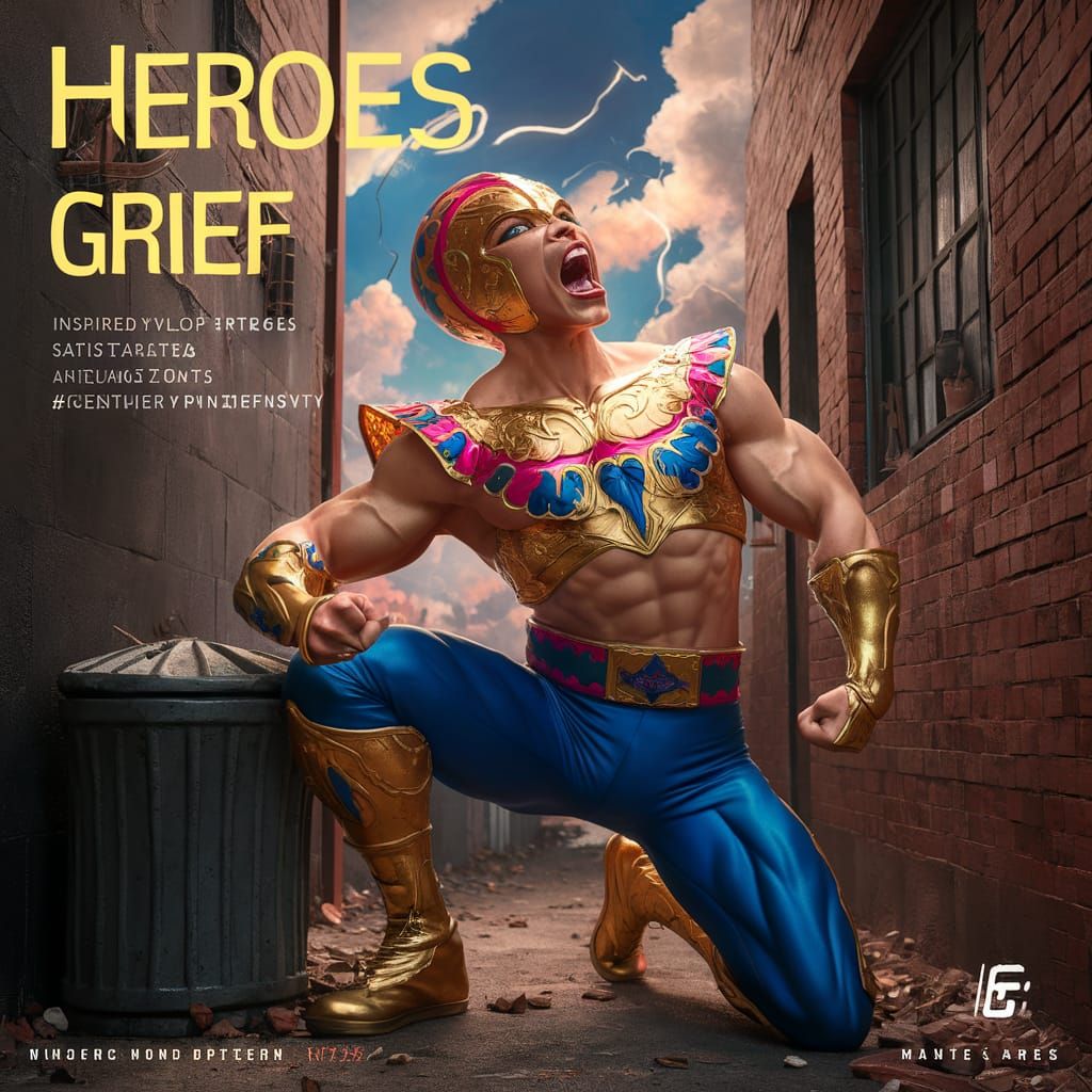 Luchador Yelling in Alley: 8k Movie Poster