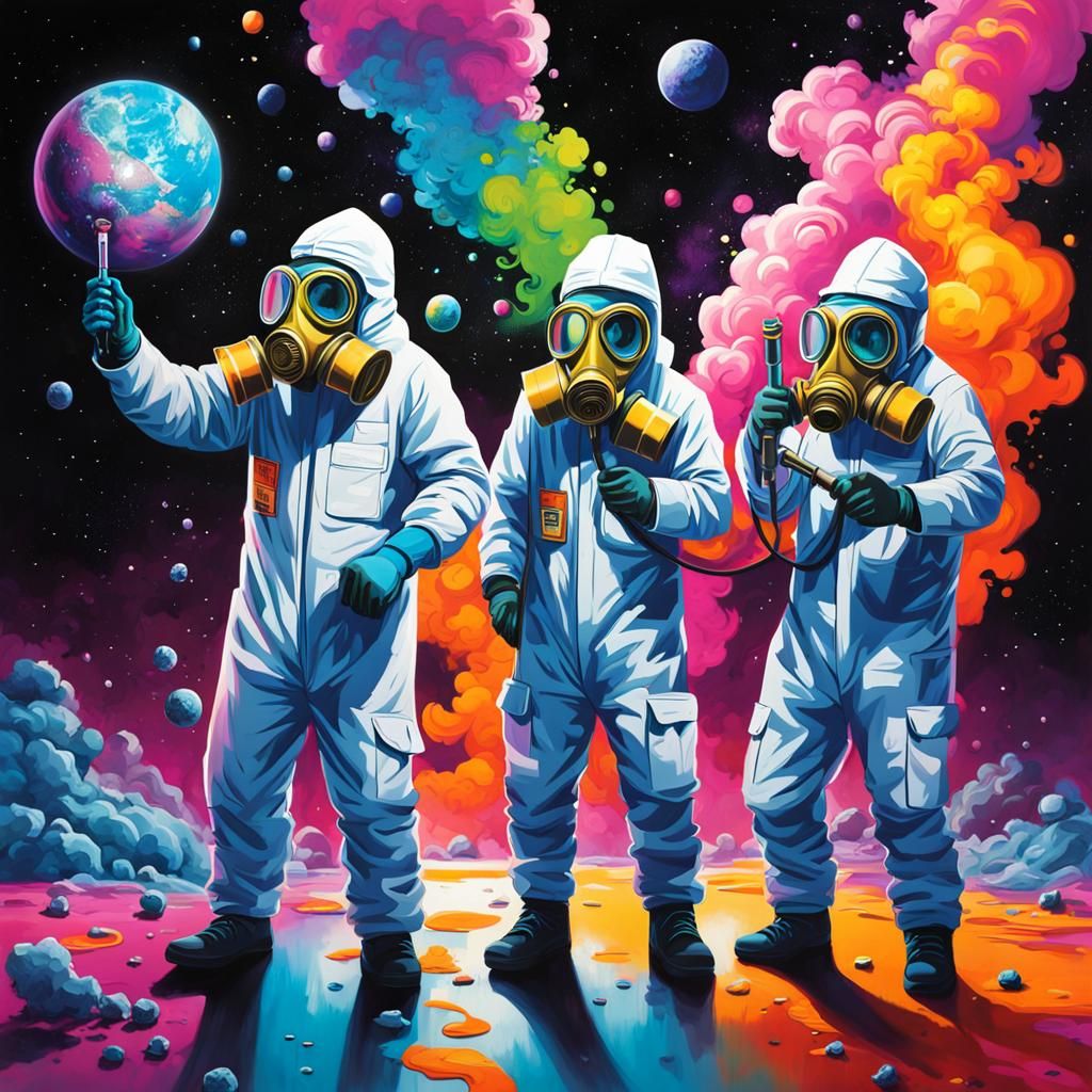 Surreal Spacewalkers in Graffiti Art Style