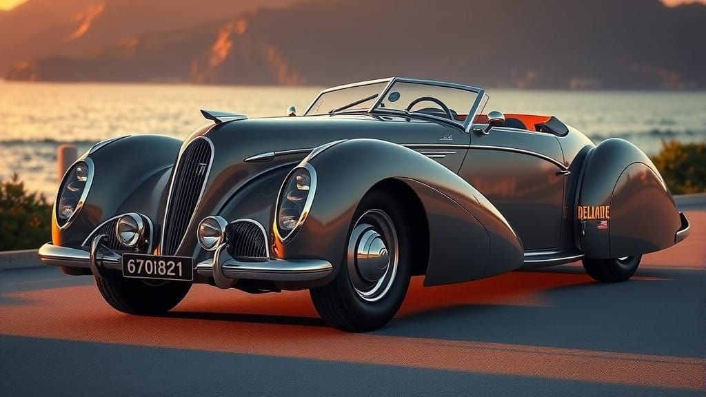 Luxurious 1939 Delahaye Pacific in Retro-Futuristic Style