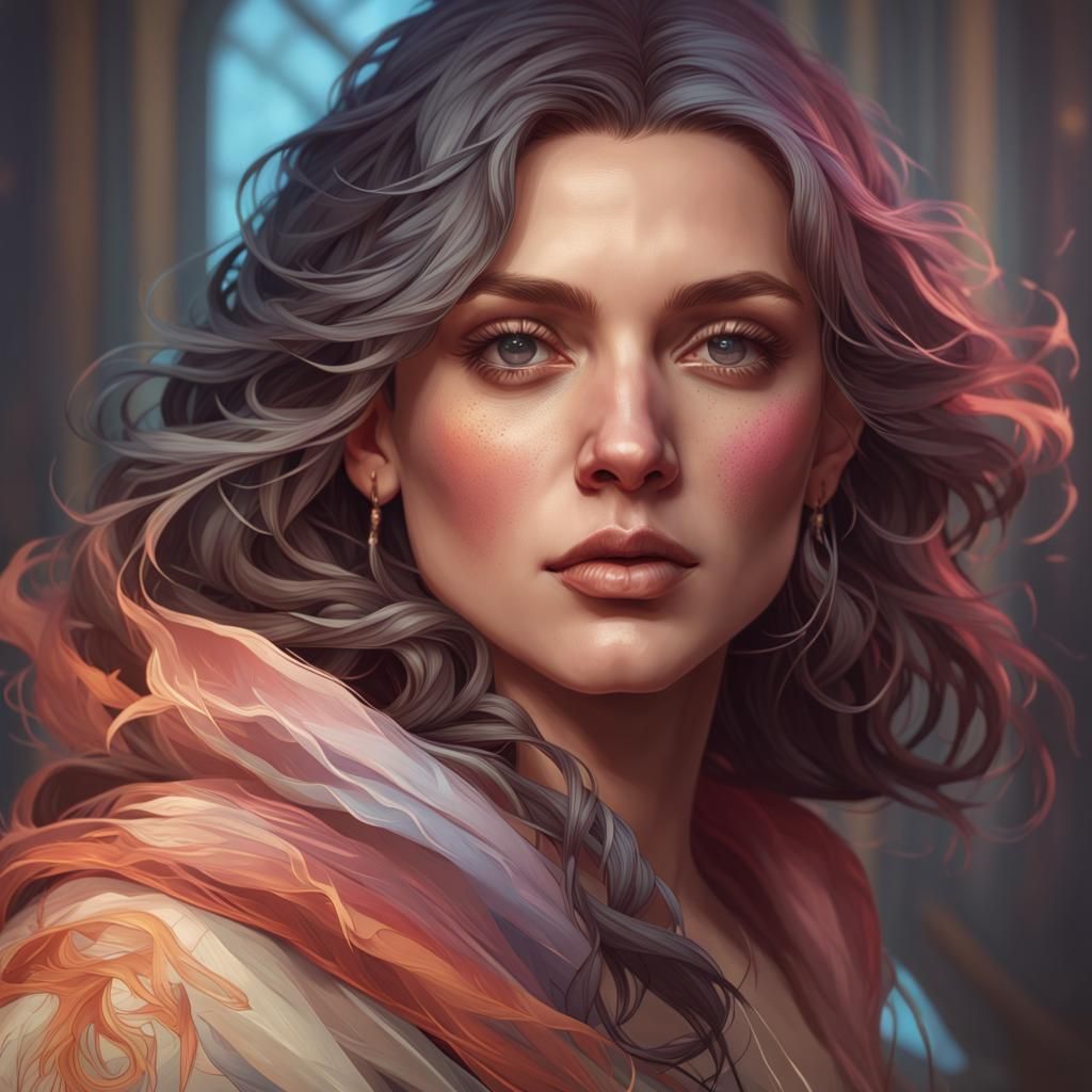 Detailed Portrait in Volumetric Lighting Style