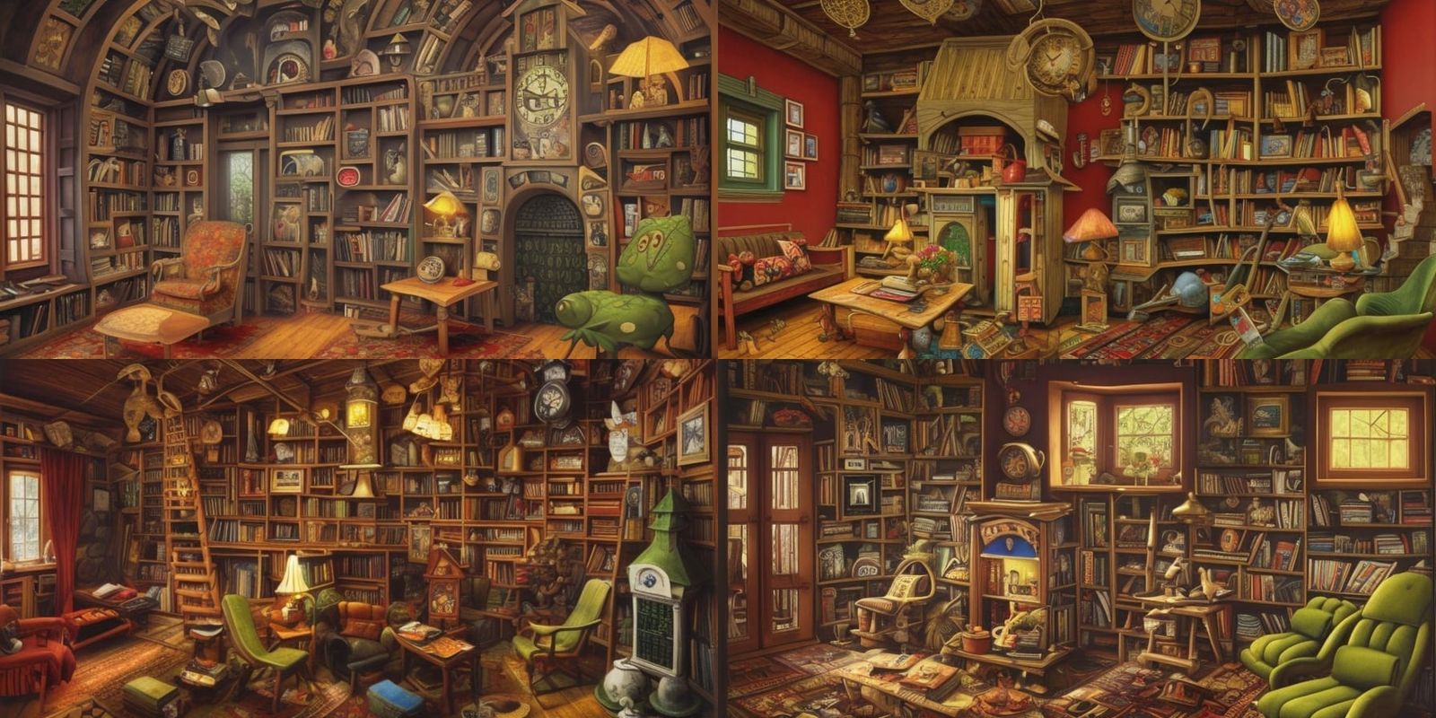 Jacek Yerka Style Cottagecore Living Room