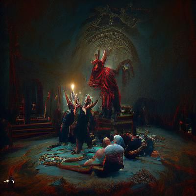 Sinister Occult Ritual Sacrifice in Dark Horror Style