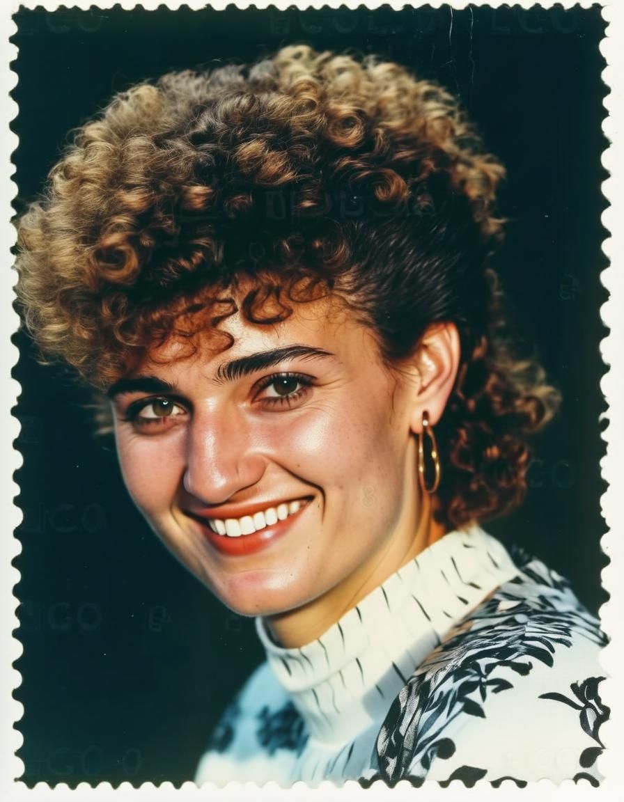 portrait a young woman, with curly hair, mullet haircut, bosnian, she is about 20 years old, ,masterpiece,face referenc...