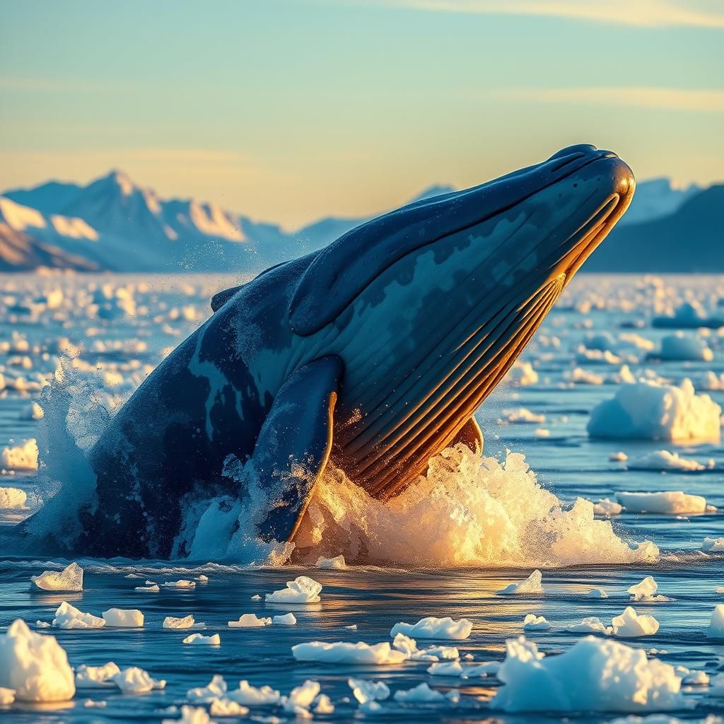 Blue Whale Emerges from Alaskan Glacial Waters
