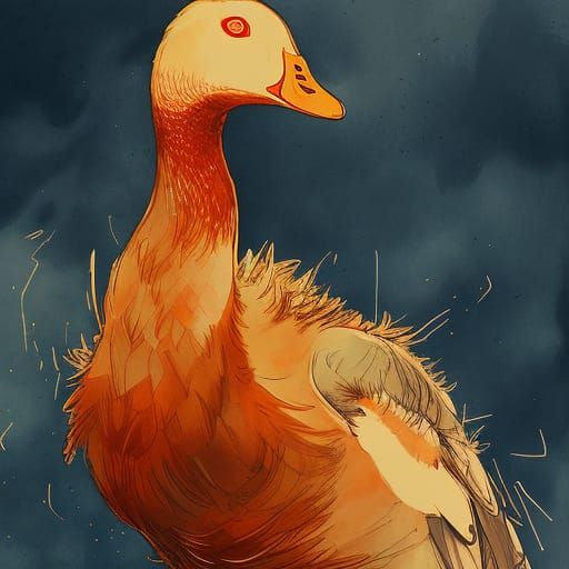 Intricate Goose Portrait in Dark Fantasy Style