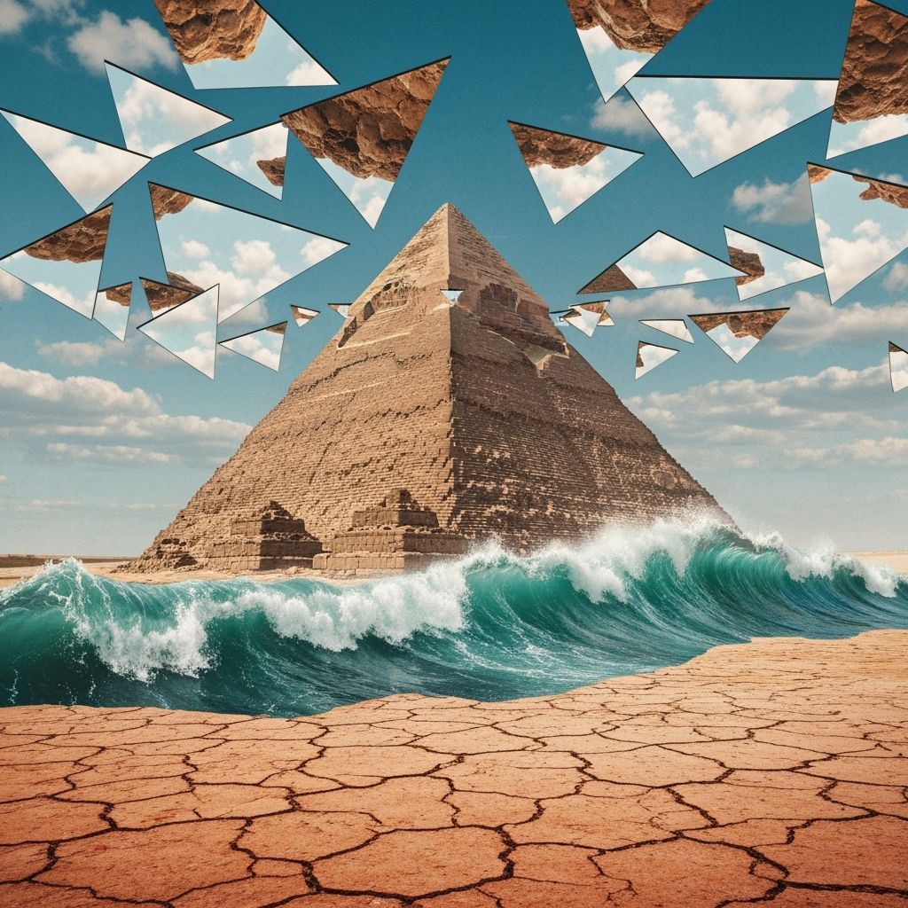 Great Pyramid of Giza in Water Waves, Surreal Dreamscape Art